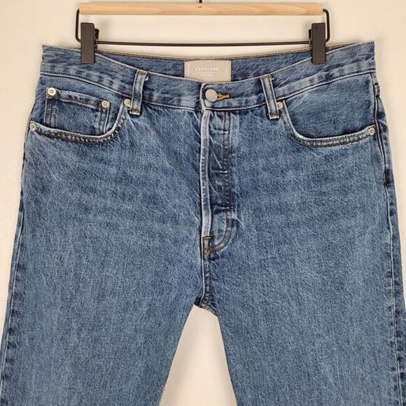 Everlane Size 29 Regular The Relaxed Straight Fit Organic Cotton Crop Jeans Blue - Picture 2 of 12